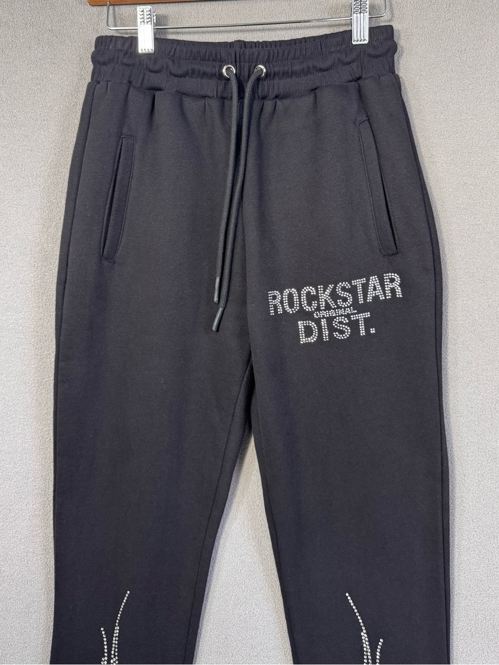 Rockstar Original Anastesia Stacked Track Pant,Flare Sweatpant w/ Rhinestones, S - Picture 6 of 16